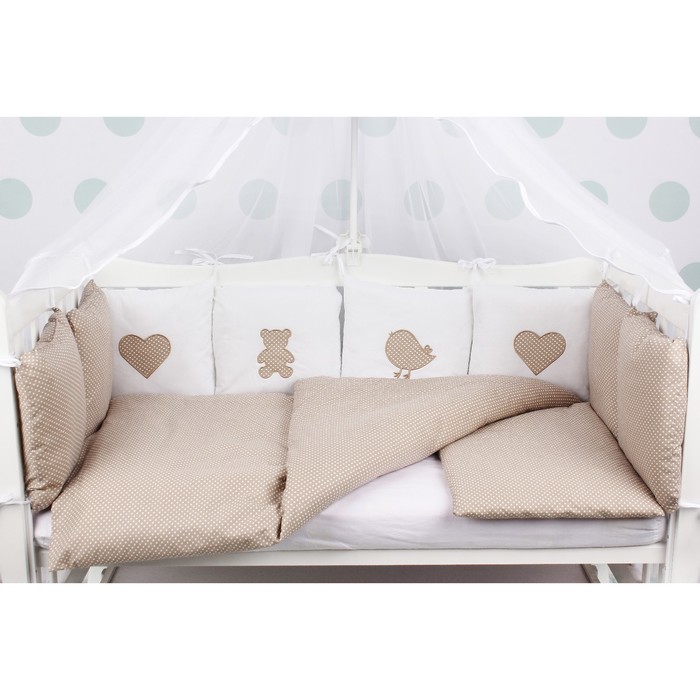 Комплект в кроватку Premium Кроха, 18 предметов, кофе