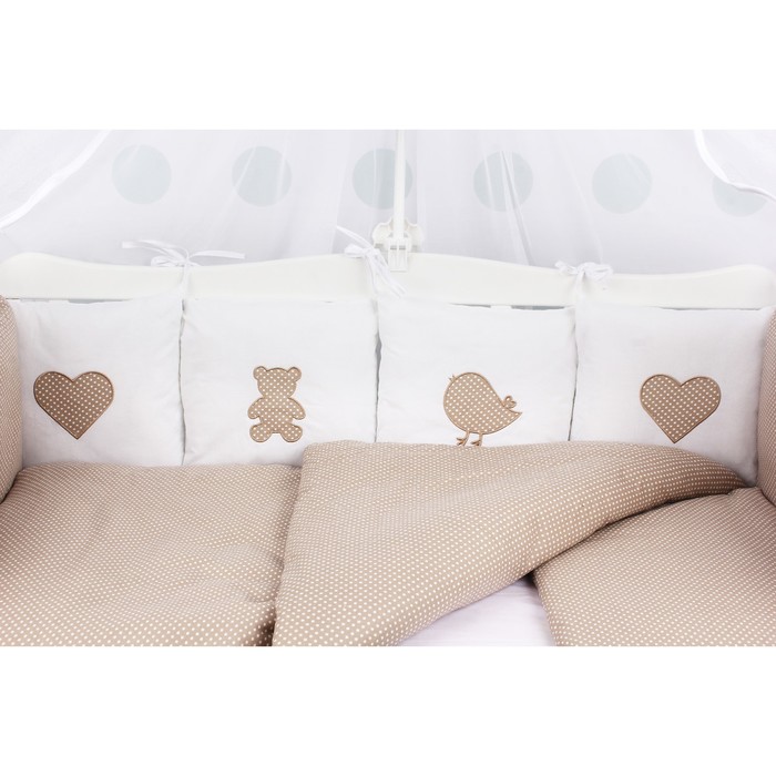 Комплект в кроватку Premium Кроха, 18 предметов, кофе