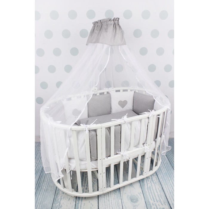 Комплект в кроватку Premium Кроха, 18 предметов, серый