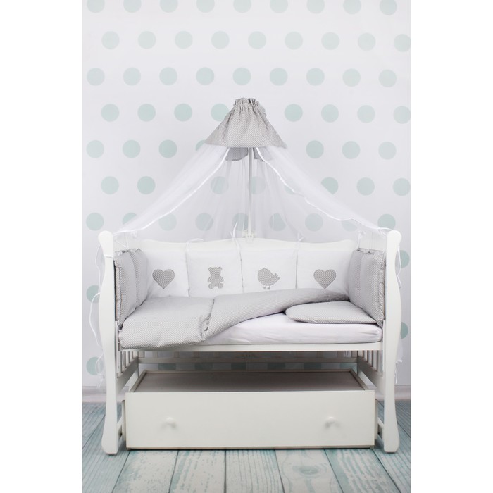 Комплект в кроватку Premium Кроха, 18 предметов, серый