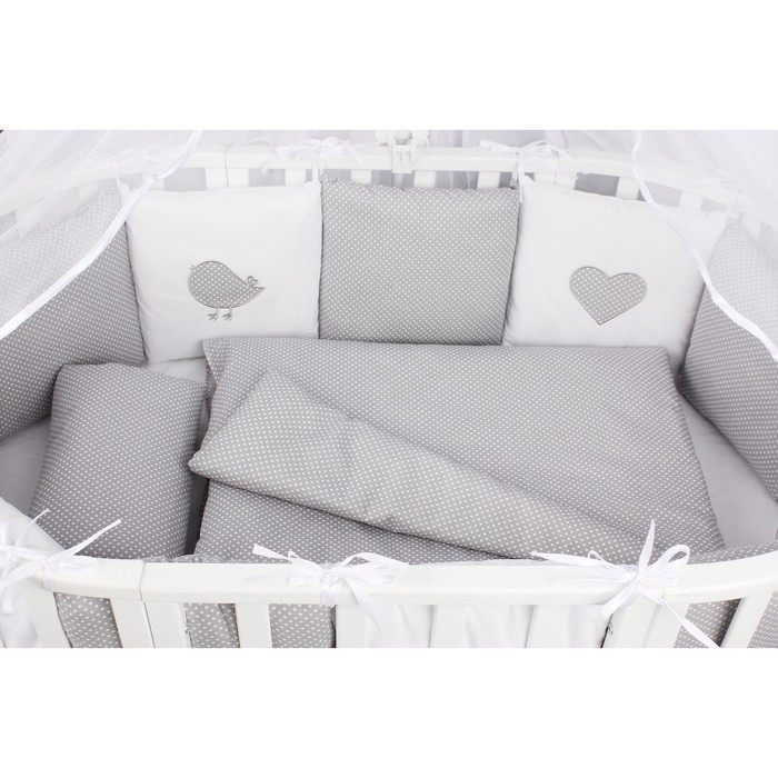 Комплект в кроватку Premium Кроха, 18 предметов, серый