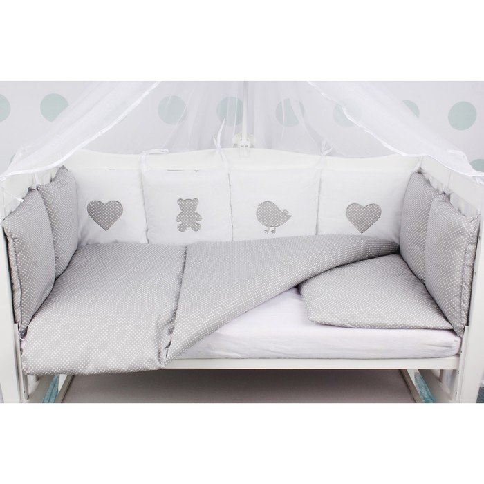 Комплект в кроватку Premium Кроха, 18 предметов, серый
