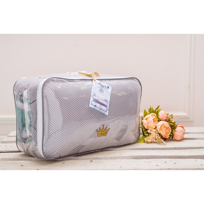 Комплект в кроватку Premium Кроха, 18 предметов, серый