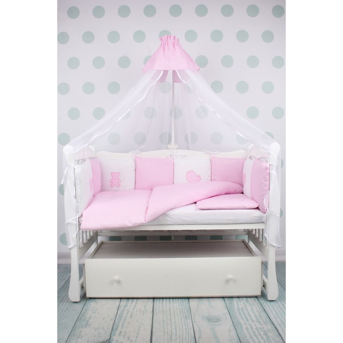 Комплект в кроватку Premium Кроха, 18 предметов, розовый