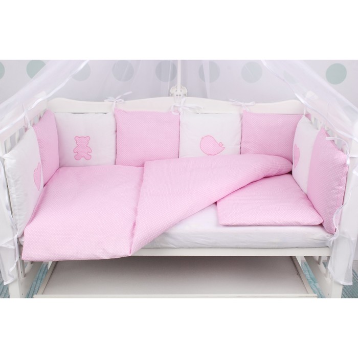 Комплект в кроватку Premium Кроха, 18 предметов, розовый