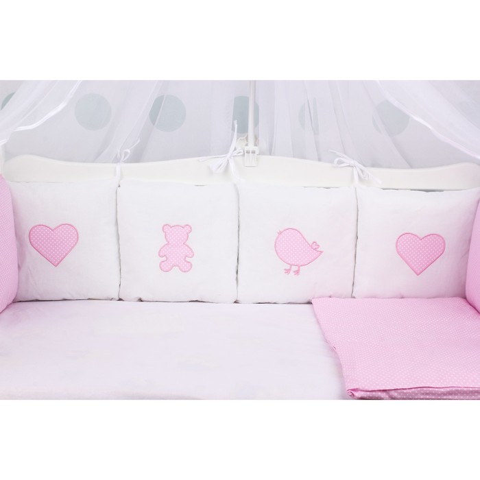 Комплект в кроватку Premium Кроха, 18 предметов, розовый