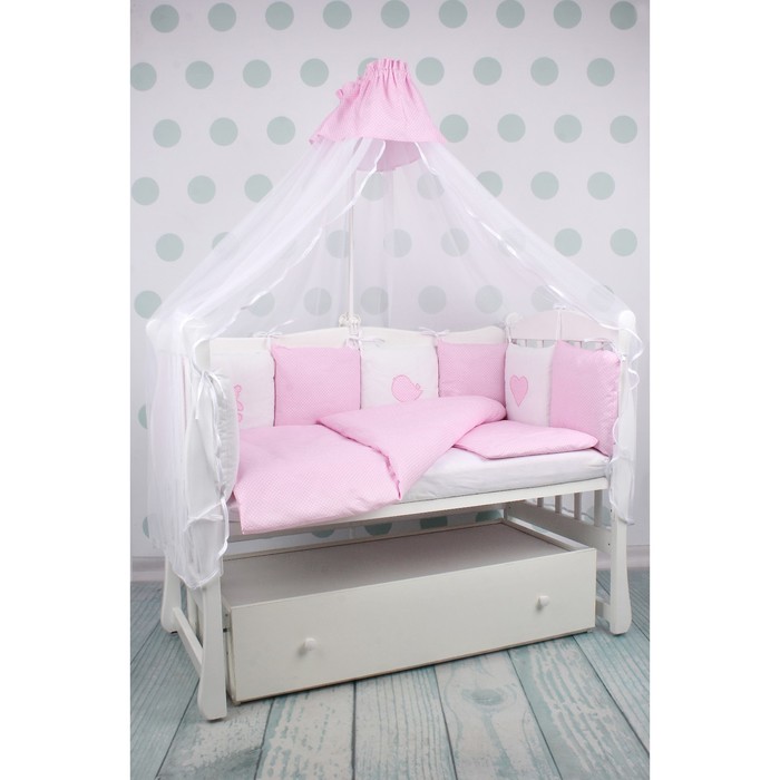 Комплект в кроватку Premium Кроха, 18 предметов, розовый