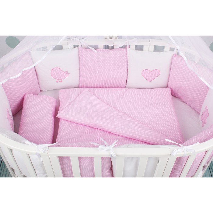 Комплект в кроватку Premium Кроха, 18 предметов, розовый