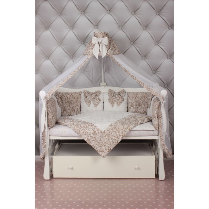 Комплект в кроватку Premium Элит, 18 предметов, бязь, кофе