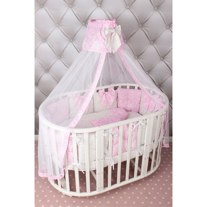 Комплект в кроватку Premium Элит, 18 предметов, бязь, розовый