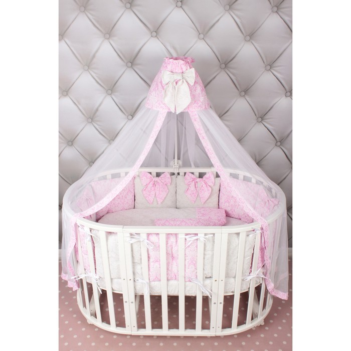 Комплект в кроватку Premium Элит, 18 предметов, бязь, розовый