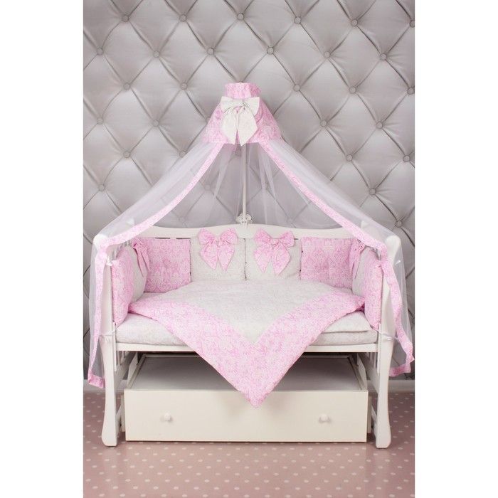 Комплект в кроватку Premium Элит, 18 предметов, бязь, розовый