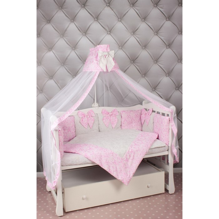 Комплект в кроватку Premium Элит, 18 предметов, бязь, розовый