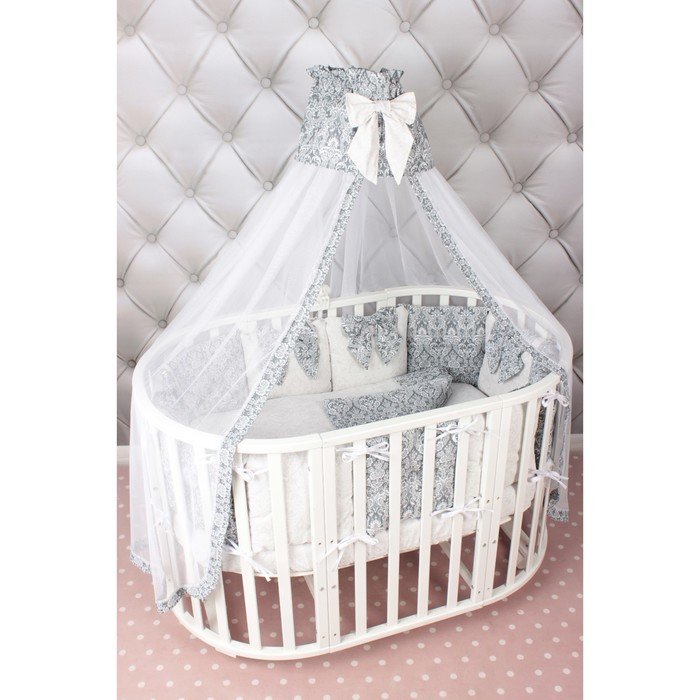 Комплект в кроватку Premium Элит, 18 предметов, бязь, серый