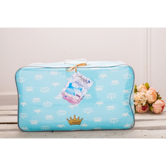 Комплект в кроватку Premium Royal Baby, 18 предметов, бязь, бирюзовый