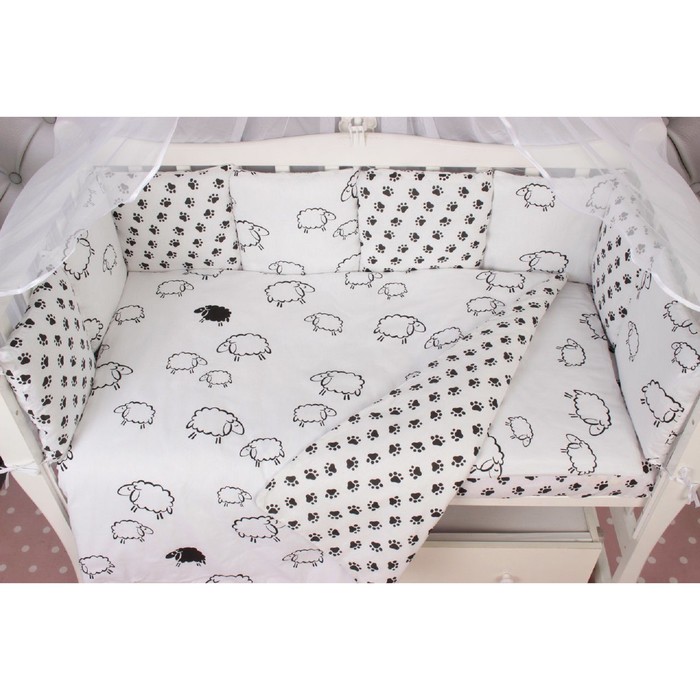 Комплект в кроватку Premium Home Lite, 19 предметов, поплин/бязь, черно-белый