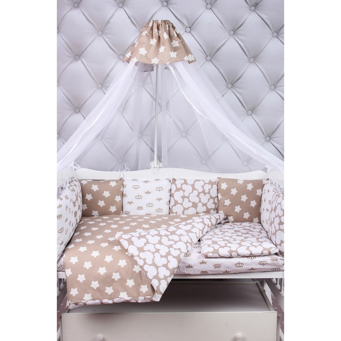 Комплект в кроватку Premium Soft, 19 предметов, бязь, коричневый