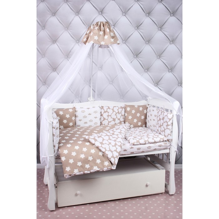 Комплект в кроватку Premium Soft, 19 предметов, бязь, коричневый