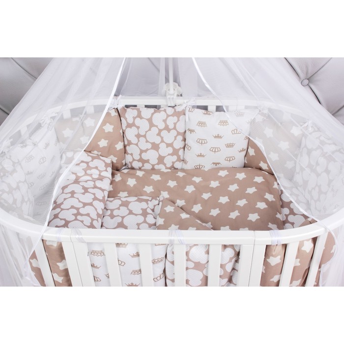 Комплект в кроватку Premium Soft, 19 предметов, бязь, коричневый