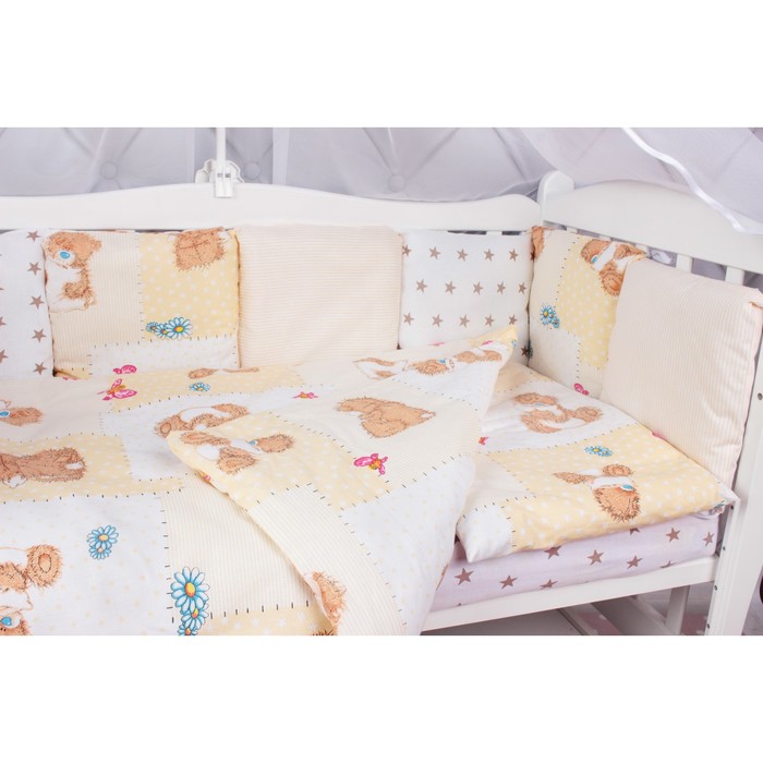 Комплект в кроватку «Мишка», 18 предметов, бежевый