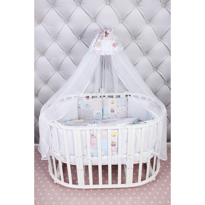 Комплект в кроватку «Нежность», 18 предметов, сатин, розовый