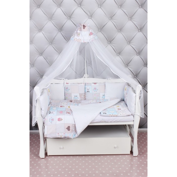 Комплект в кроватку «Нежность», 18 предметов, сатин, розовый