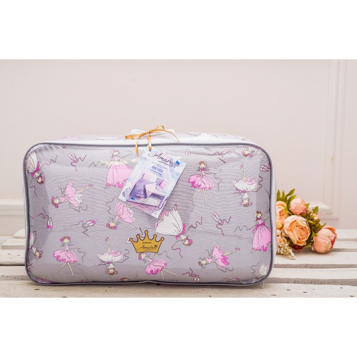 Комплект в кроватку «Мечта», 19 предметов, поплин/бязь, серый/розовый