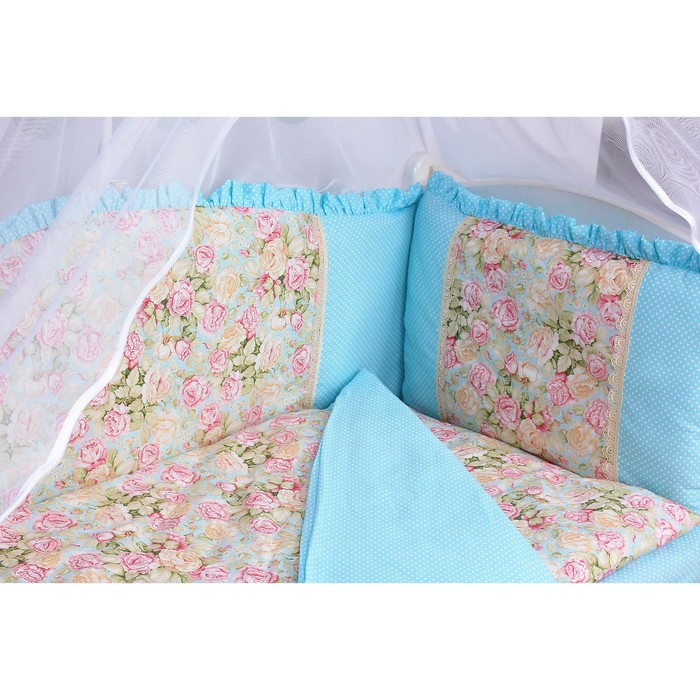 Комплект в кроватку «Волшебная сказка», 7 предметов, поплин, бирюзовый