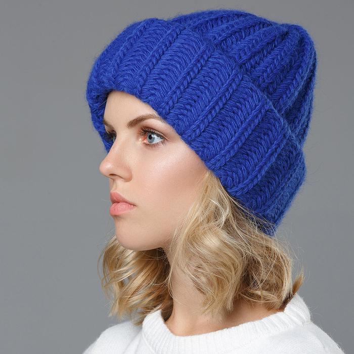 Шапка женская "Пенелопа" цвет синий, р-р 56