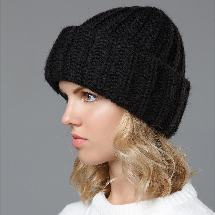Шапка женская "Пенелопа" цвет чёрный, р-р 56