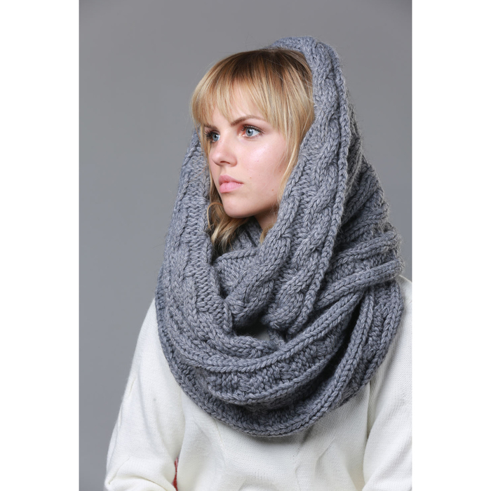 Снуд женский "Роспуск" цвет тёмно-серый, р-р 170x35