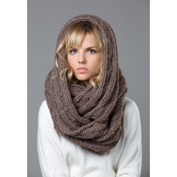 Снуд женский "Роспуск" цвет тёмно-кофейный, р-р 170x35