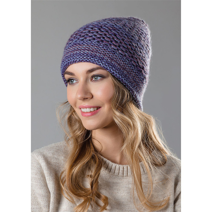 Шапка женская "Лейла" цвет голубой/фиолетовый, р-р 56