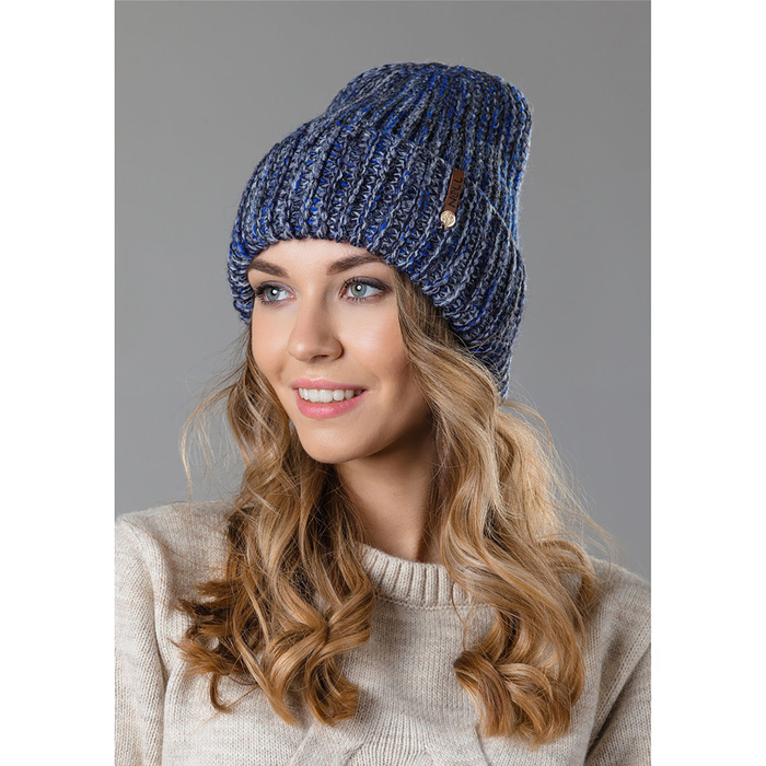 Шапка женская "Лиана" цвет синий, р-р 56