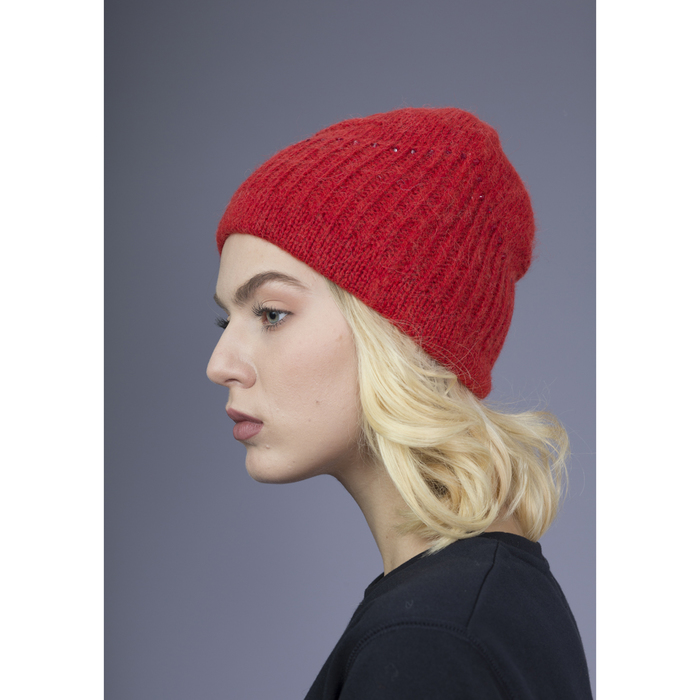 Шапка женская "Эсмеральда" цвет красный, р-р 56
