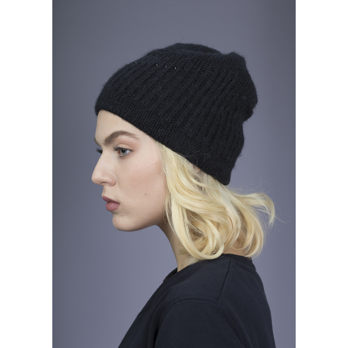 Шапка женская "Эсмеральда" цвет чёрный, р-р 56