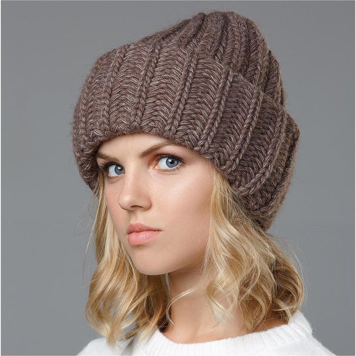 Шапка женская "Пенелопа" цвет тёмно-кофейный, р-р 56