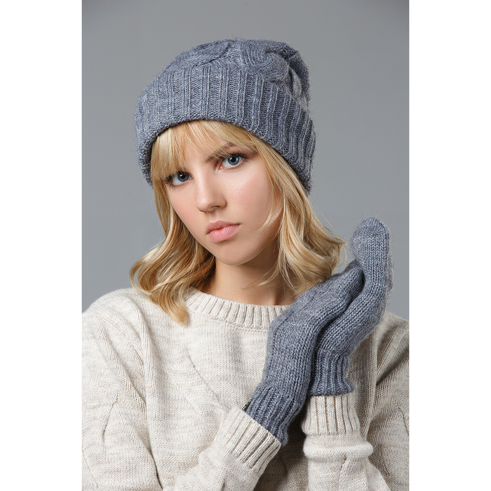 Варежки женские "Варя" цвет тёмно-серый, р-р 18-20