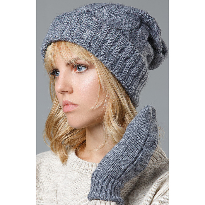 Варежки женские "Варя" цвет тёмно-серый, р-р 18-20