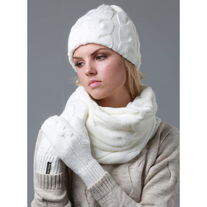 Варежки женские "Варя" цвет молочный, р-р 18-20