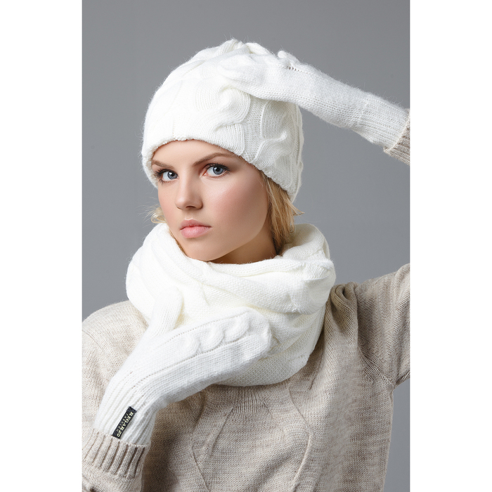 Варежки женские "Варя" цвет молочный, р-р 18-20