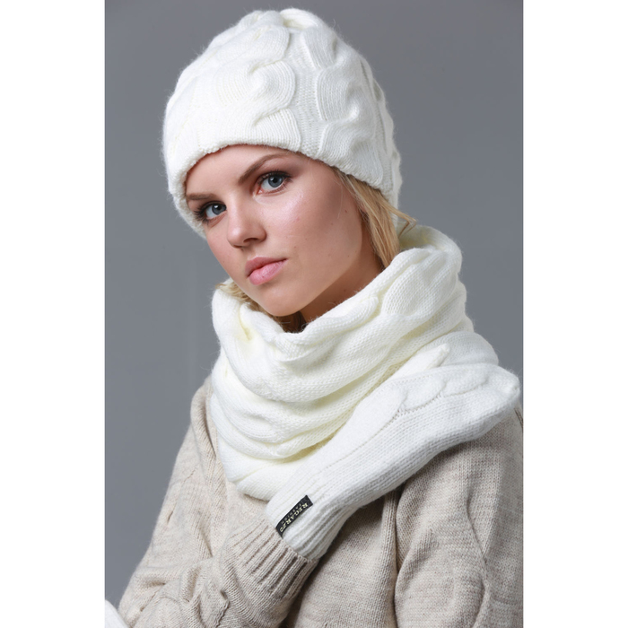 Варежки женские "Варя" цвет молочный, р-р 18-20