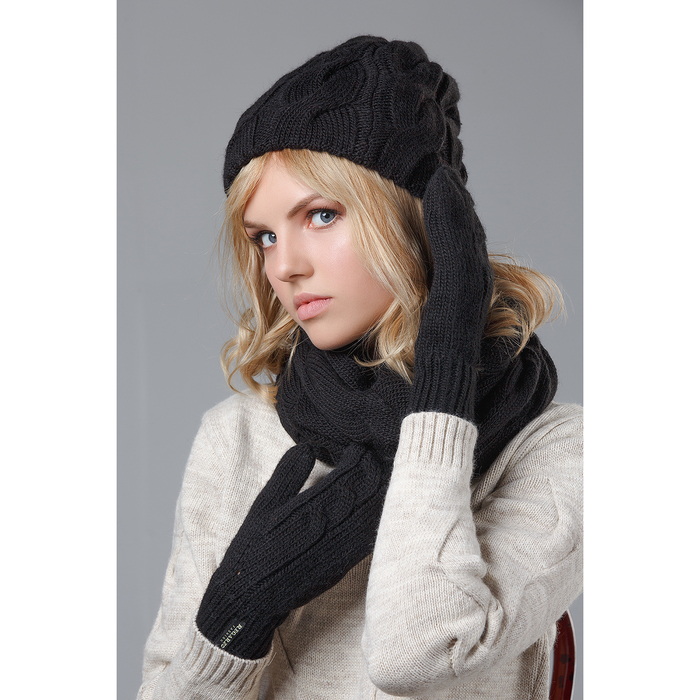 Варежки женские "Варя" цвет чёрный, р-р 18-20