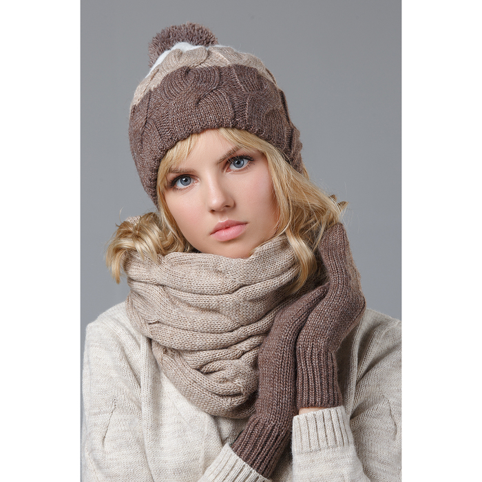 Варежки женские "Варя" цвет тёмно-кофейный, р-р 18-20