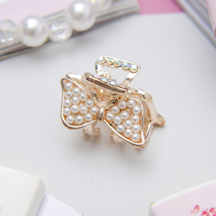 Краб для волос "Жемчужная капель" 2,5 см бантик