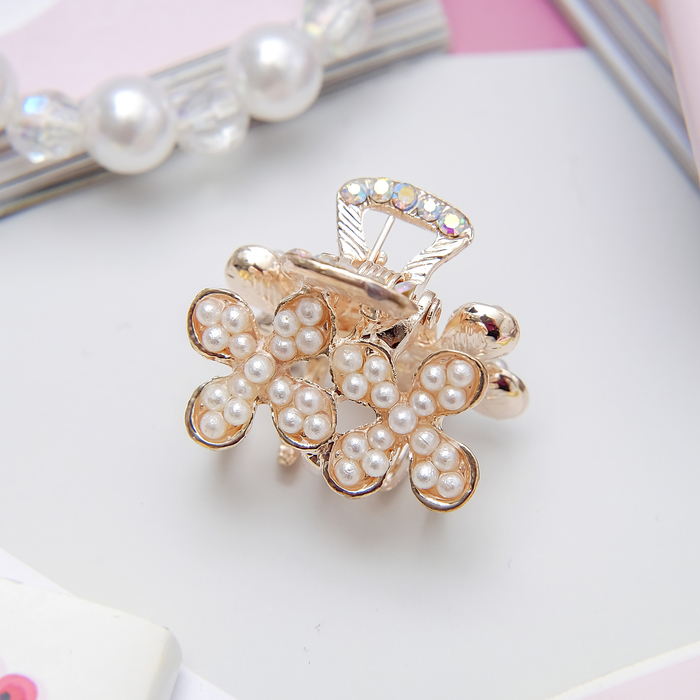 Краб для волос "Жемчужная капель" 2,5 см цветы