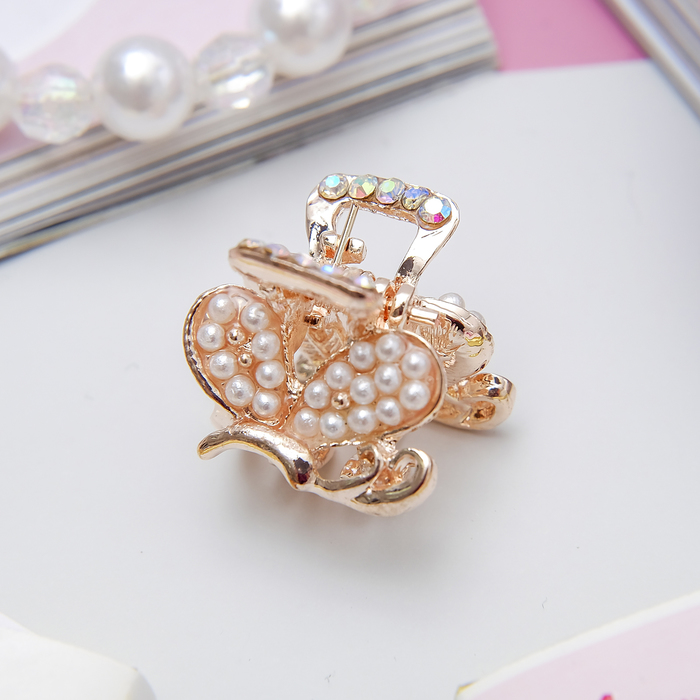 Краб для волос "Жемчужная капель" 2 см бабочка кружева