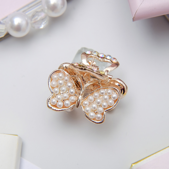 Краб для волос "Жемчужная капель" 2,2 см бабочка