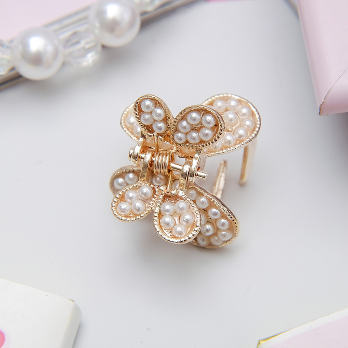 Краб для волос "Жемчужная капель" 2 см крылья бабочки