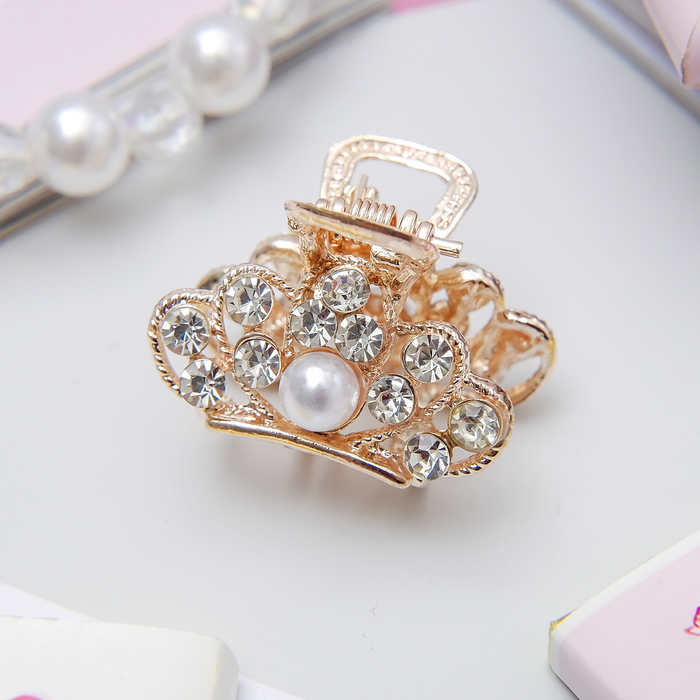 Краб для волос "Сказочная жемчужинка" 2,7 см корона